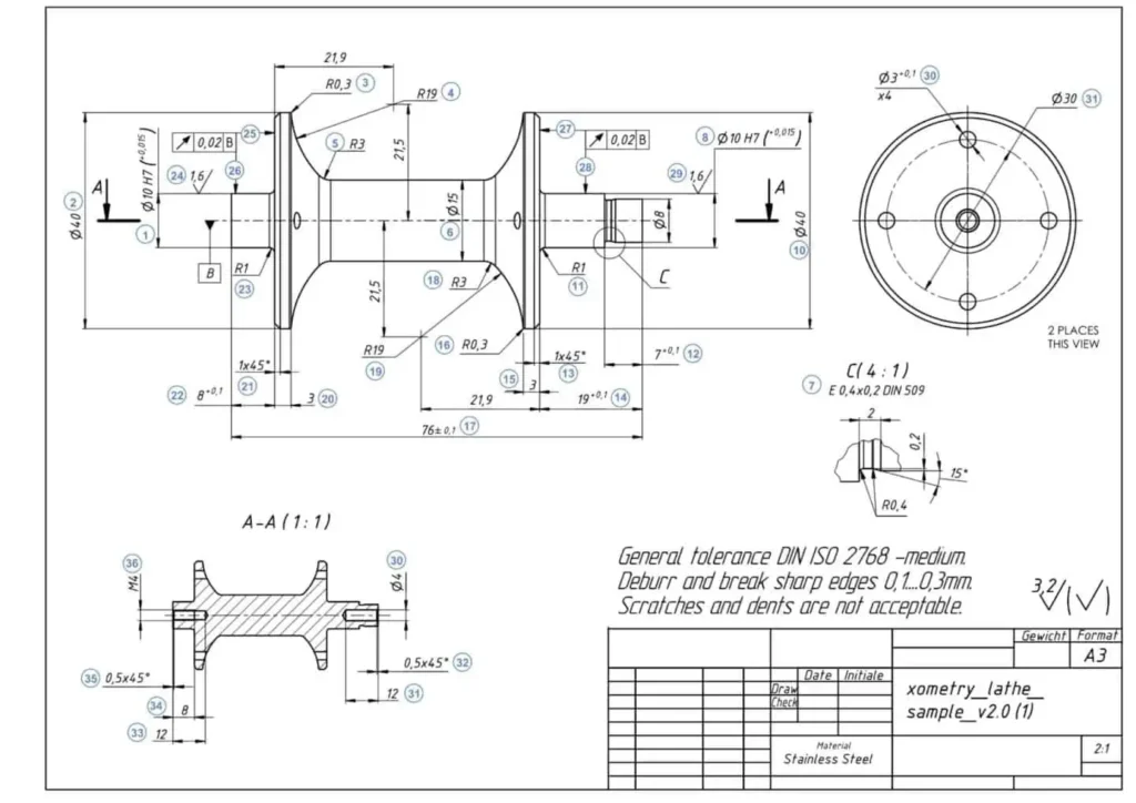 2D technical drawing | INDUSDRAFT